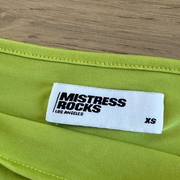 Mistress Rocks Lime Green Cropped Longsleeve Twist Front Top - Picture 4 of 7
